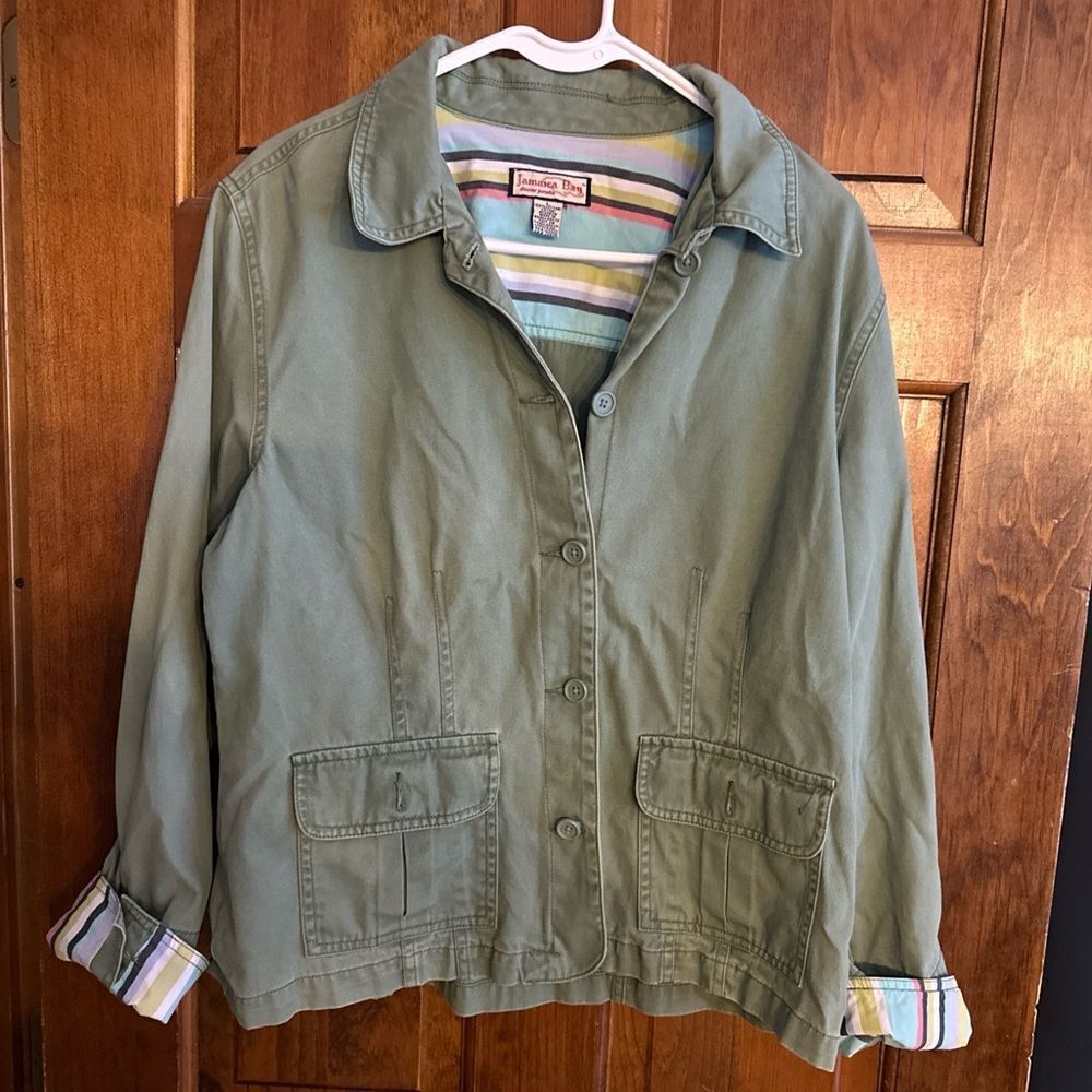 Jamaica Bay Green Khaki Coat Women’s Size Large